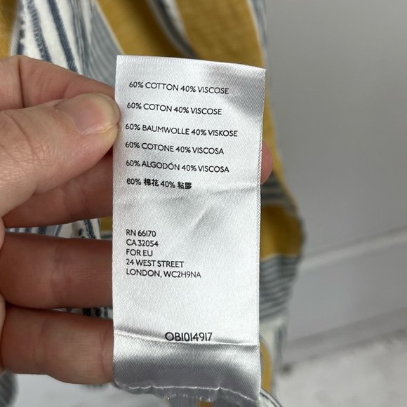 Maeve Anthropologie Laura Striped Fixed Wrap Midi Skirt Tie Blue Yellow 2 - Picture 6 of 7